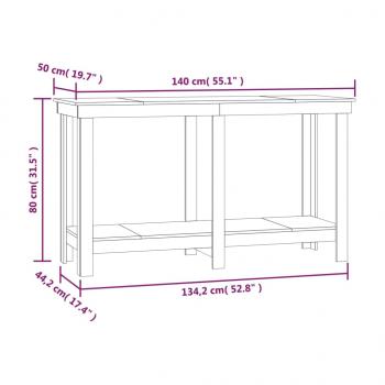 Werkbank Honigbraun 140x50x80 cm Massivholz Kiefer