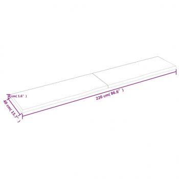 Wandregal Dunkelbraun 220x40x(2-4)cm Massivholz Eiche Behandelt