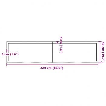 Wandregal Dunkelbraun 220x50x(2-4)cm Massivholz Eiche Behandelt