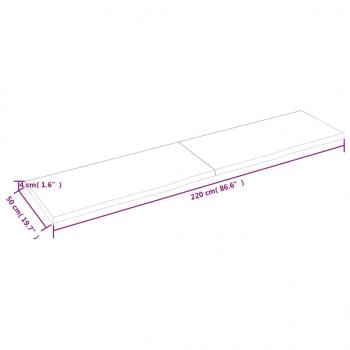 Wandregal Dunkelbraun 220x50x(2-4)cm Massivholz Eiche Behandelt