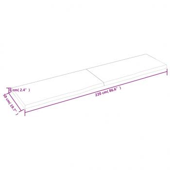 Wandregal Dunkelbraun 220x50x(2-6)cm Massivholz Eiche Behandelt