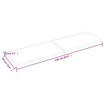 Wandregal Dunkelbraun 220x60x(2-4)cm Massivholz Eiche Behandelt