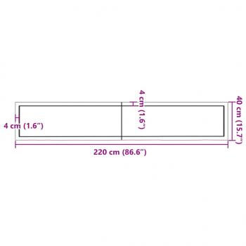 Wandregal Dunkelbraun 220x40x(2-6)cm Massivholz Eiche Behandelt