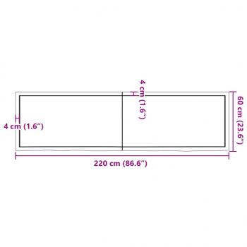 Wandregal Dunkelbraun 220x60x(2-6)cm Massivholz Eiche Behandelt