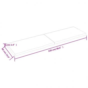 Wandregal Dunkelbraun 220x60x(2-6)cm Massivholz Eiche Behandelt