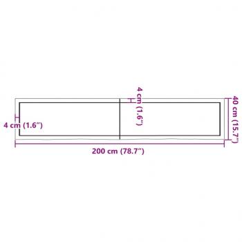 Wandregal Dunkelbraun 200x40x(2-6)cm Massivholz Eiche Behandelt