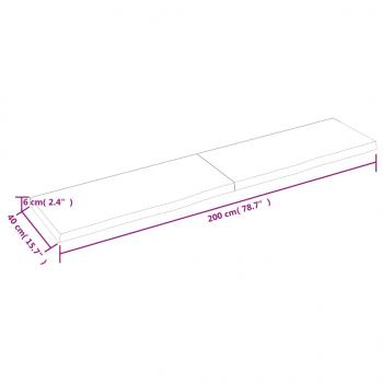 Wandregal Dunkelbraun 200x40x(2-6)cm Massivholz Eiche Behandelt