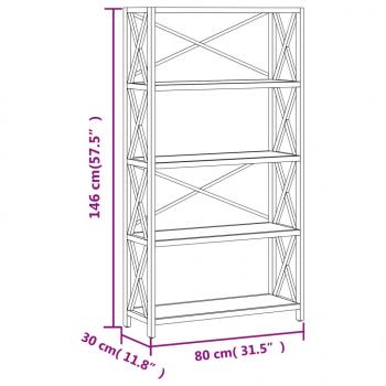 Regal mit 5 Böden 80x30x146 cm Massivholz Eiche