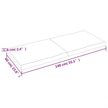 Tischplatte 140x60x(2-6) cm Massivholz Unbehandelt Baumkante