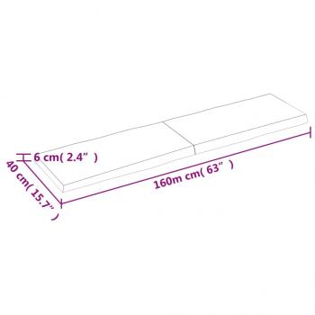 Tischplatte 160x40x(2-6) cm Massivholz Unbehandelt Baumkante