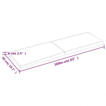 Tischplatte 160x50x(2-6) cm Massivholz Unbehandelt Baumkante