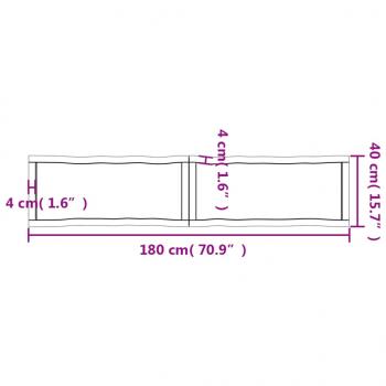 Tischplatte 180x40x(2-4) cm Massivholz Unbehandelt Baumkante