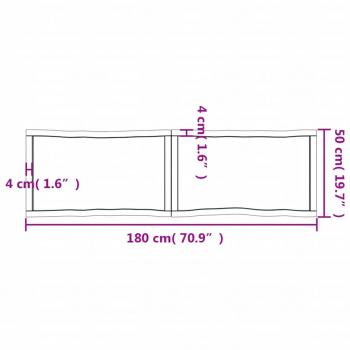 Tischplatte 180x50x(2-4) cm Massivholz Unbehandelt Baumkante