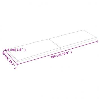 Tischplatte 180x50x(2-4) cm Massivholz Unbehandelt Baumkante