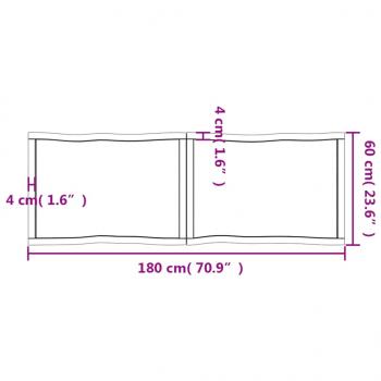 Tischplatte 180x60x(2-4) cm Massivholz Unbehandelt Baumkante