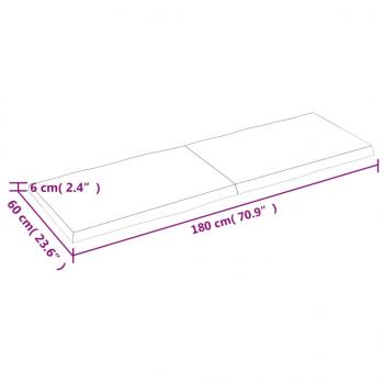 Tischplatte 180x60x(2-6) cm Massivholz Unbehandelt Baumkante