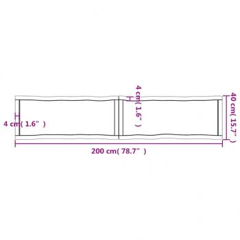 Tischplatte 200x40x(2-4) cm Massivholz Unbehandelt Baumkante