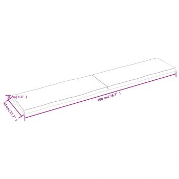 Tischplatte 200x40x(2-4) cm Massivholz Unbehandelt Baumkante