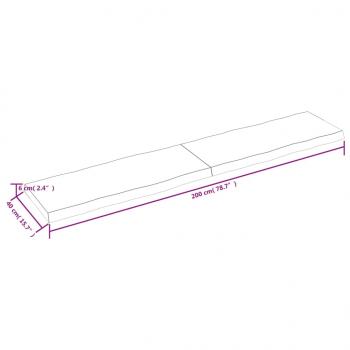 Tischplatte 200x40x(2-6) cm Massivholz Unbehandelt Baumkante