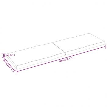 Tischplatte 200x60x(2-6) cm Massivholz Unbehandelt Baumkante