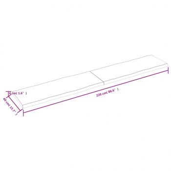 Tischplatte 220x40x(2-4) cm Massivholz Unbehandelt Baumkante