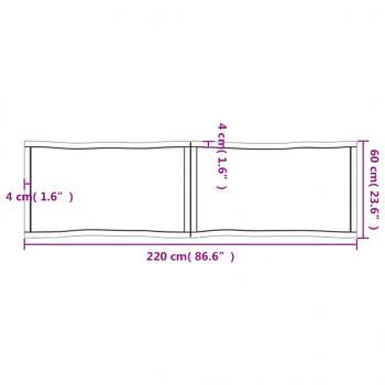 Tischplatte 220x60x(2-6) cm Massivholz Unbehandelt Baumkante