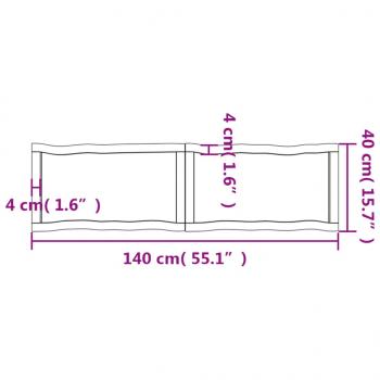 Tischplatte 140x40x(2-6) cm Massivholz Behandelt Baumkante