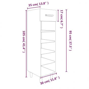 Schuhschrank Hochglanz-Weiß 30x35x105 cm Holzwerkstoff