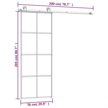 Schiebetür mit Beschlag 76x205 cm ESG-Glas & Aluminium