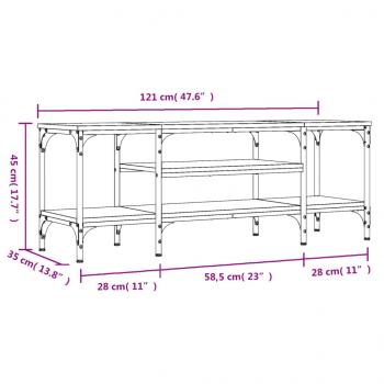 TV-Schrank Braun Eichen-Optik 121x35x45cm Holzwerkstoff & Eisen