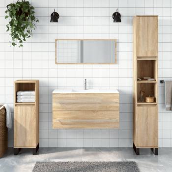 ARDEBO.de - Badschrank mit Spiegel Sonoma-Eiche Holzwerkstoff