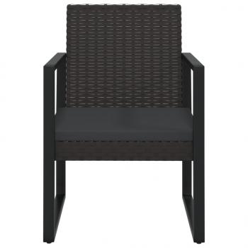 3-tlg. Garten-Lounge-Set mit Kissen Schwarz Poly Rattan