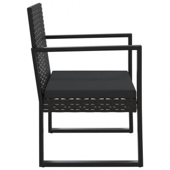 4-tlg. Garten-Lounge-Set mit Kissen Schwarz Poly Rattan