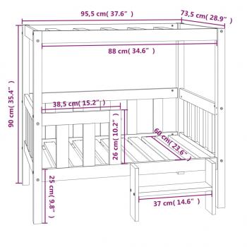 Hundebett Grau 95,5x73,5x90 cm Massivholz Kiefer