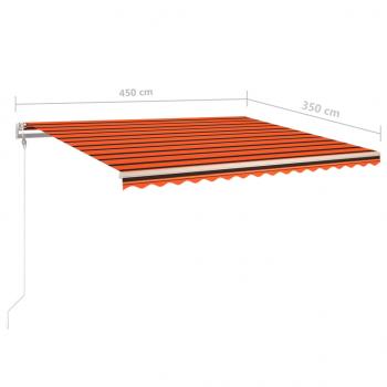 Automatische Markise mit LED & Windsensor 4,5x3,5m Orange Braun