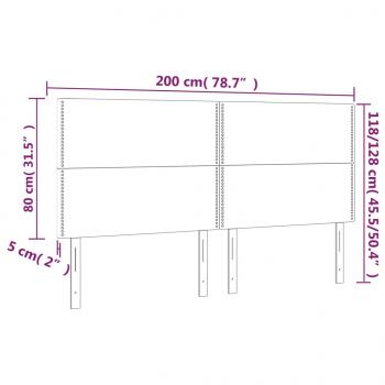 Kopfteile 4 Stk. Dunkelgrau 100x5x78/88 cm Samt