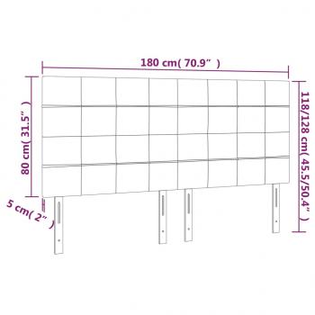 Kopfteile 4 Stk. Dunkelgrau 90x5x78/88 cm Samt