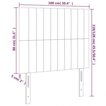 Kopfteile 2 Stk. Hellgrau 100x5x78/88 cm Samt