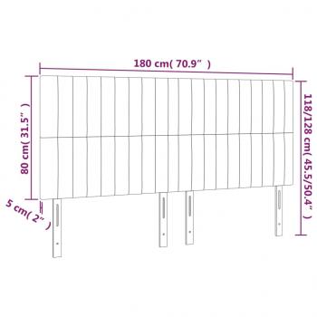 Kopfteile 4 Stk. Hellgrau 90x5x78/88 cm Samt