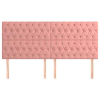 Kopfteile 4 Stk. Rosa 100x7x78/88 cm Samt