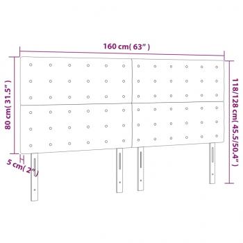 Kopfteile 4 Stk. Hellgrau 80x5x78/88 cm Samt