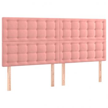 Kopfteile 4 Stk. Rosa 100x5x78/88 cm Samt