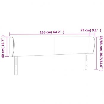 Kopfteil mit Ohren Hellgrau 163x23x78/88 cm Samt