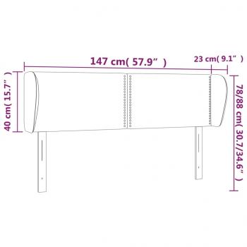 Kopfteil mit Ohren Hellgrau 147x23x78/88 cm Stoff