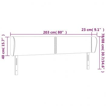 Kopfteil mit Ohren Hellgrau 203x23x78/88 cm Stoff