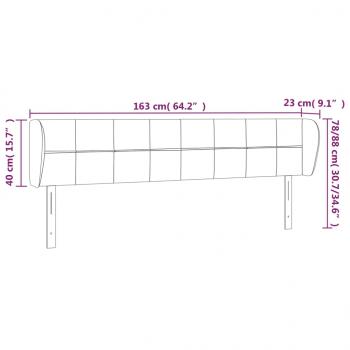 Kopfteil mit Ohren Hellgrau 163x23x78/88 cm Stoff