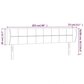 Kopfteil mit Ohren Hellgrau 203x23x78/88 cm Stoff