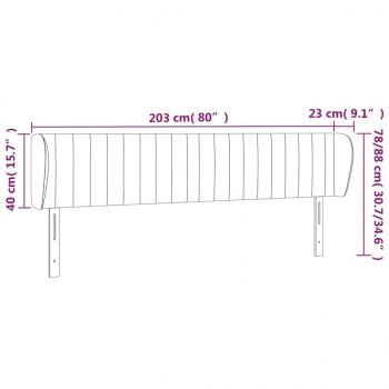 Kopfteil mit Ohren Dunkelgrau 203x23x78/88 cm Samt