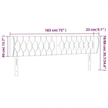 Kopfteil mit Ohren Hellgrau 183x23x78/88 cm Stoff