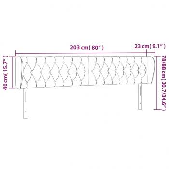 Kopfteil mit Ohren Schwarz 203x23x78/88 cm Stoff